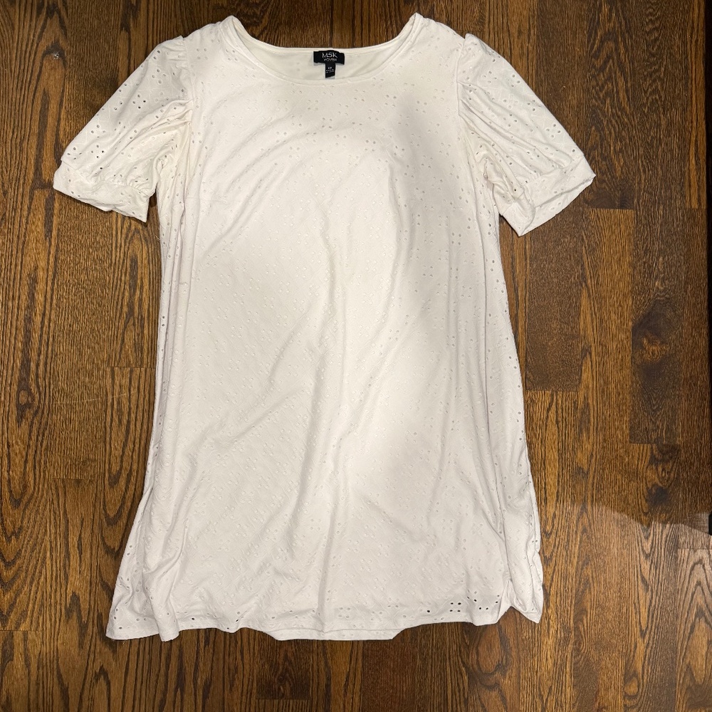 MSK Eyelet Puff Sleeve White Dress